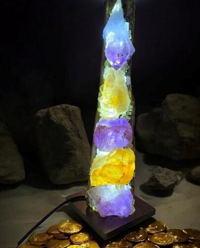 Citrine & Amethyst on Palm