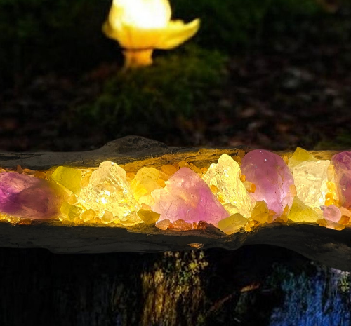 Amethyst Citrine & Green Calcite Large Log