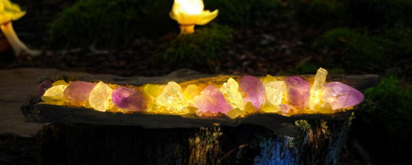 Amethyst Citrine & Green Calcite Large Log