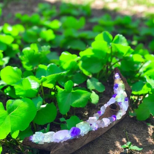 Green Calcite, Rose, Amethyst & Fluorite Log